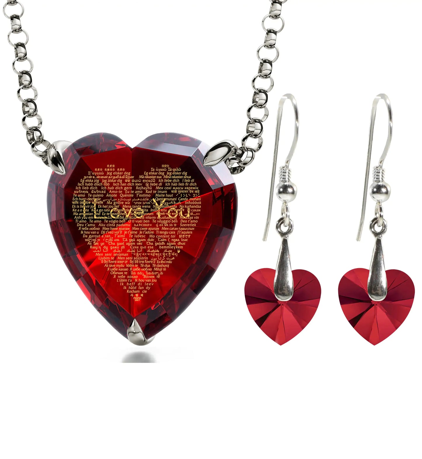 Heartfelt Silver 925 Love Pendant & Earrings Set