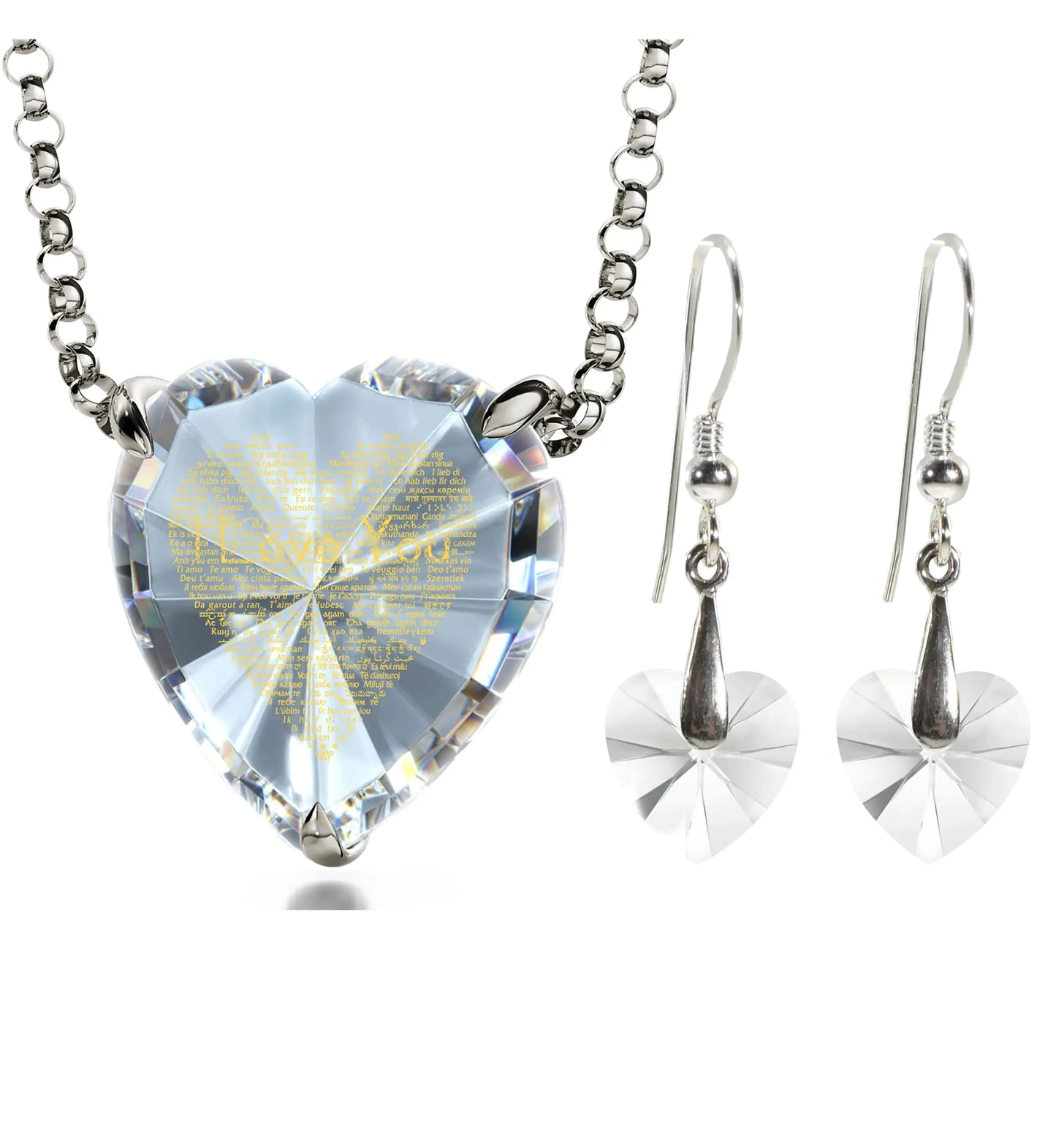 Heartfelt Silver 925 Love Pendant & Earrings Set