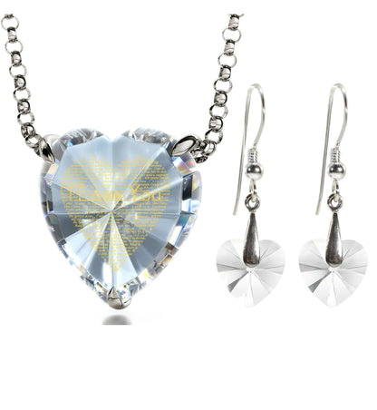 Heartfelt Silver 925 Love Pendant &amp; Earrings Set