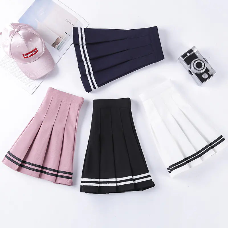 Chic Striped A-Line Pleated Skirt