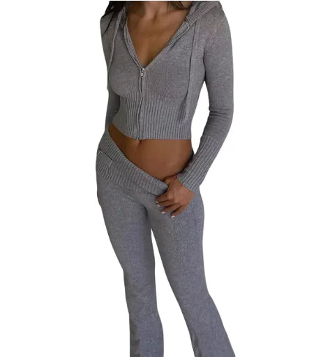Stylish Hooded Knit Ensemble