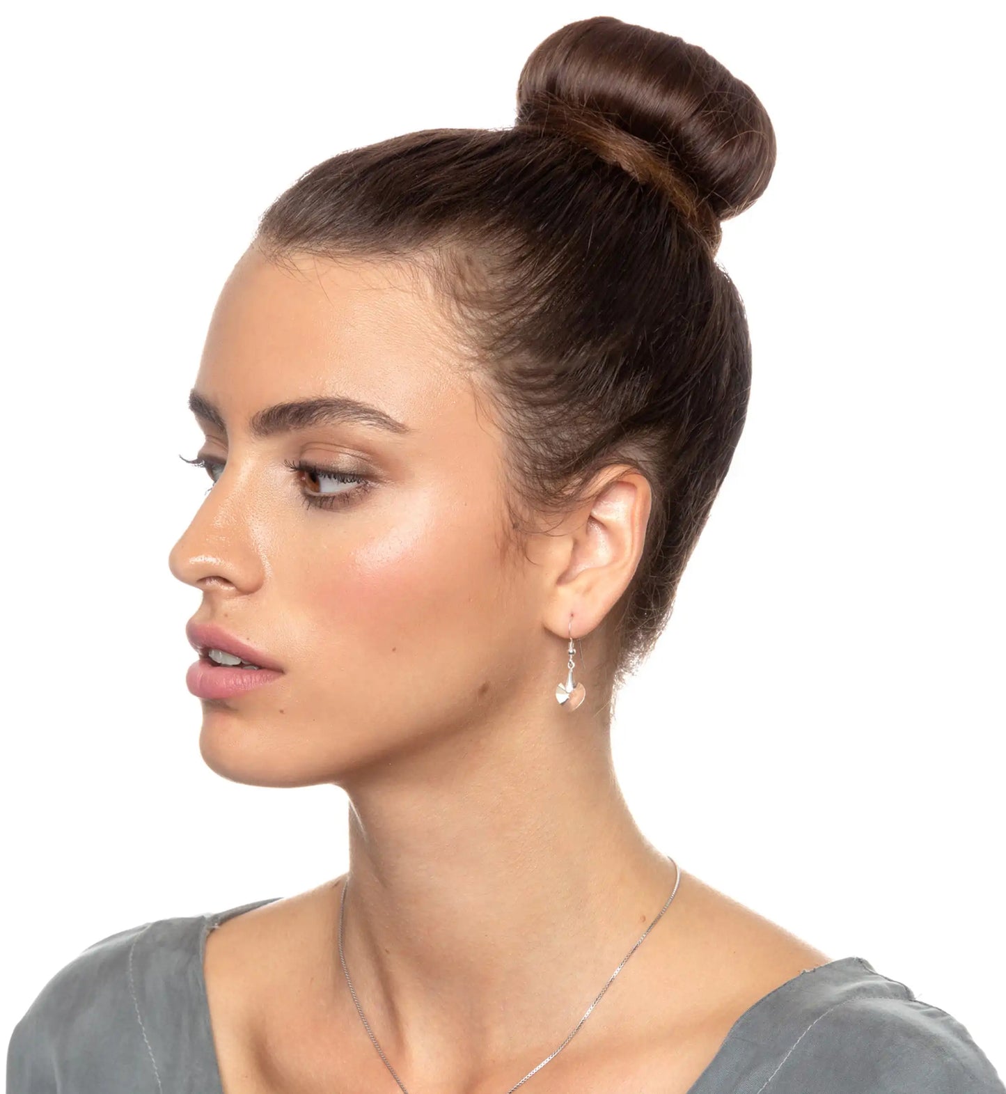 Multilingual Love Necklace and Crystal Heart Earrings Set