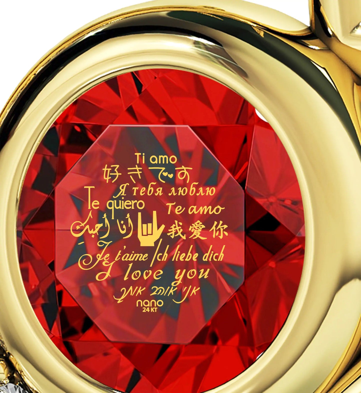 Multilingual Love Heart Pendant Necklace