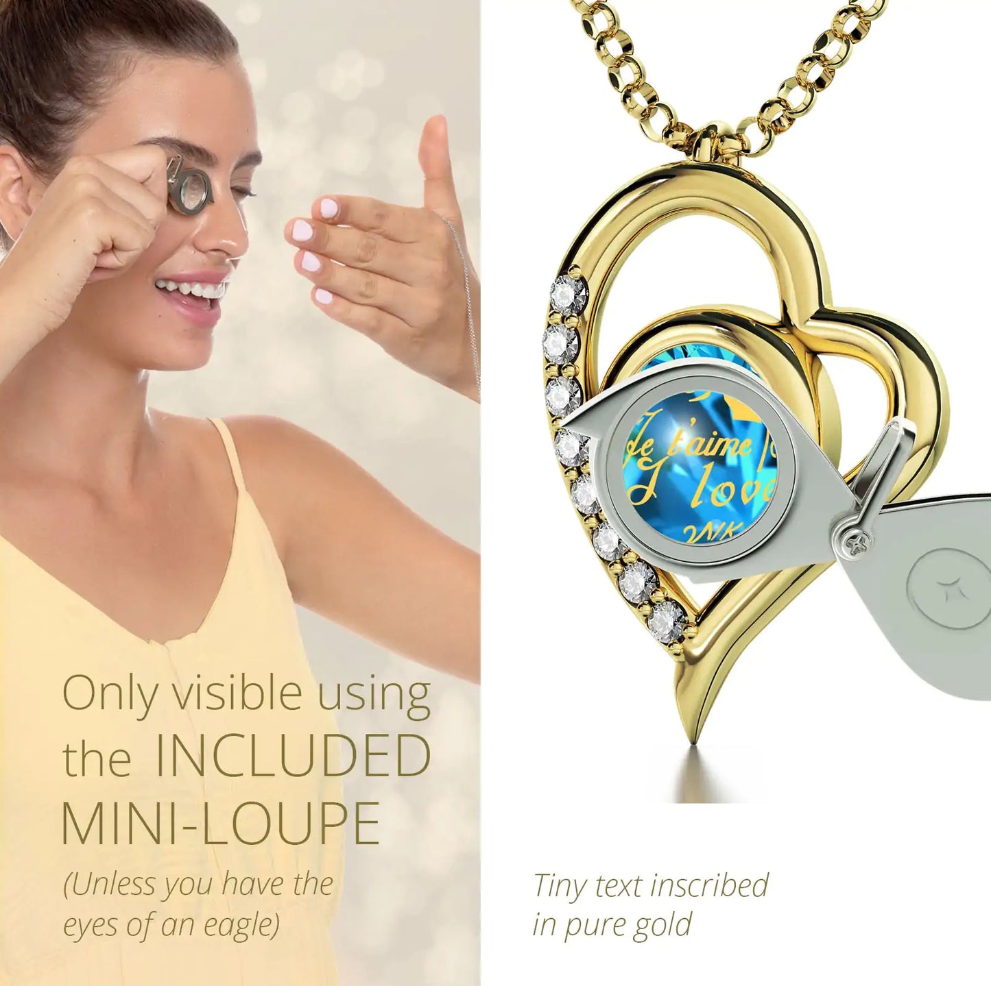 Multilingual Love Heart Pendant Necklace