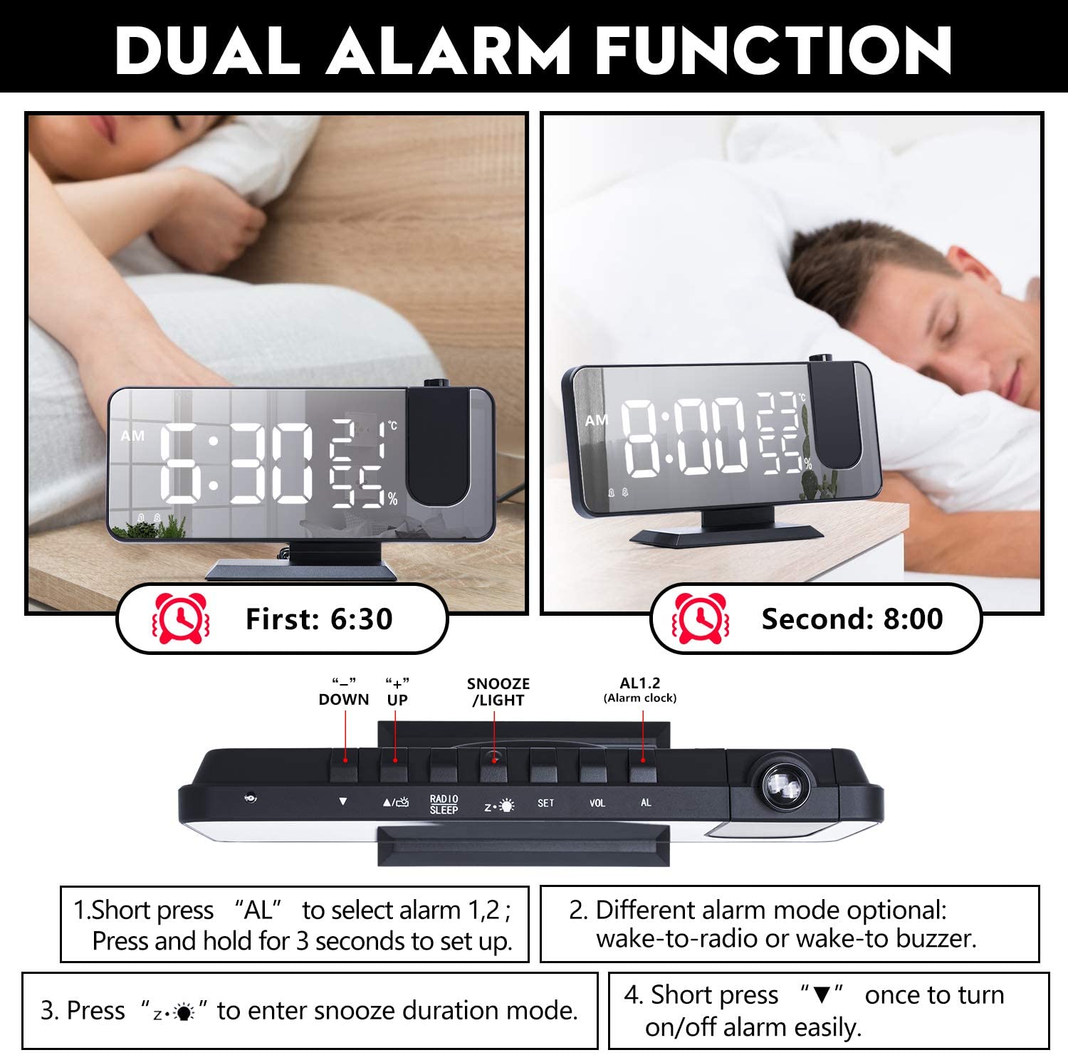 LED Digital Alarm Clock &amp; Charger