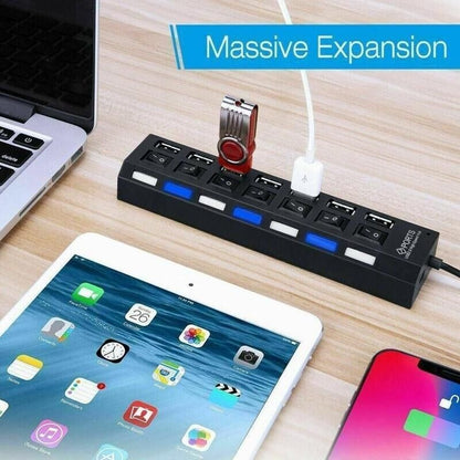 7-Port USB High-Speed Hub Adapter for PC/Mac