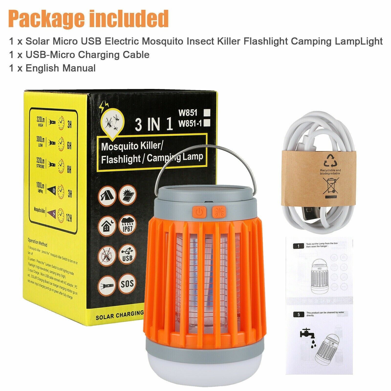 Solar-Powered Insect Zapper Lamp
