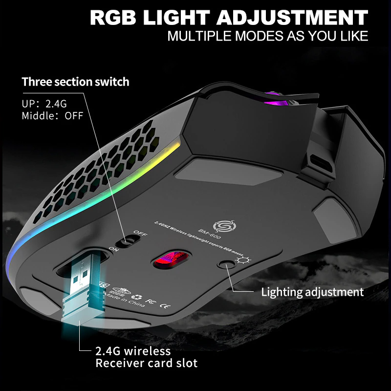 7-Color LED Backlit Wireless Gaming Mouse