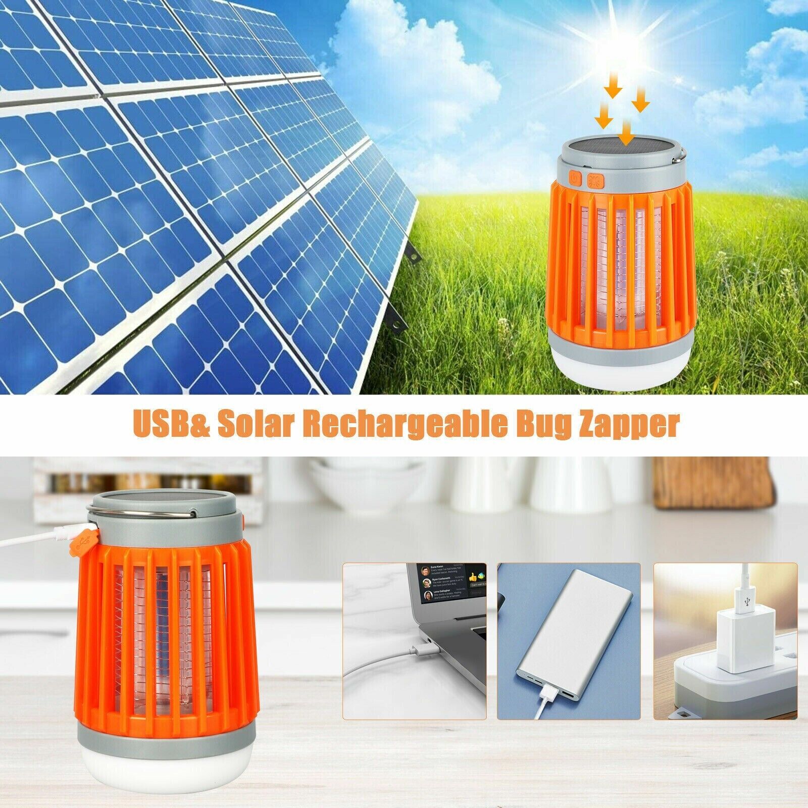 Solar-Powered Insect Zapper Lamp
