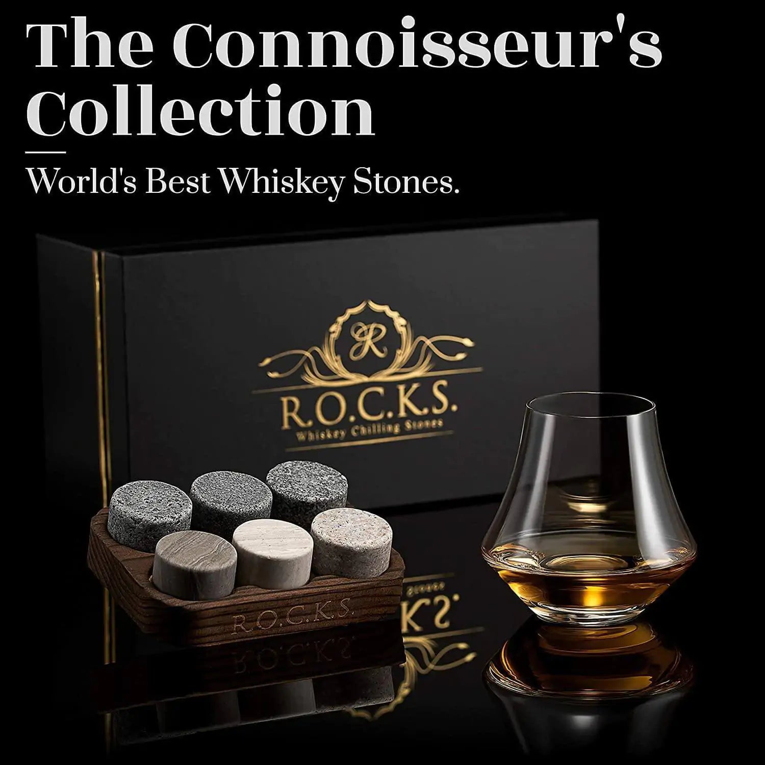 Elite Whiskey Enjoyment Set - Stones &amp; Crystal Glass
