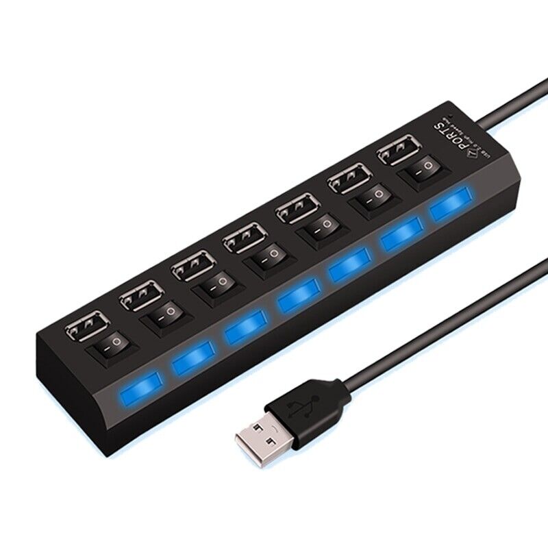 7-Port USB High-Speed Hub Adapter for PC/Mac