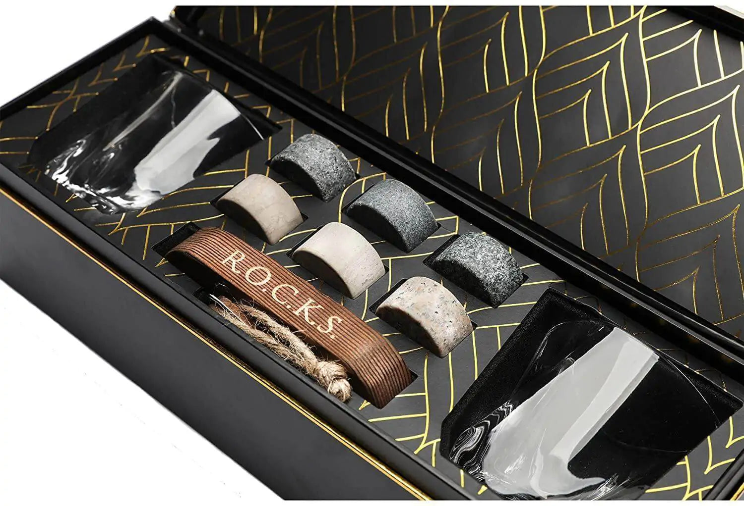 Elite Whiskey Stones &amp; Twist Glass Set