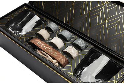 Elite Whiskey Stones &amp; Twist Glass Set