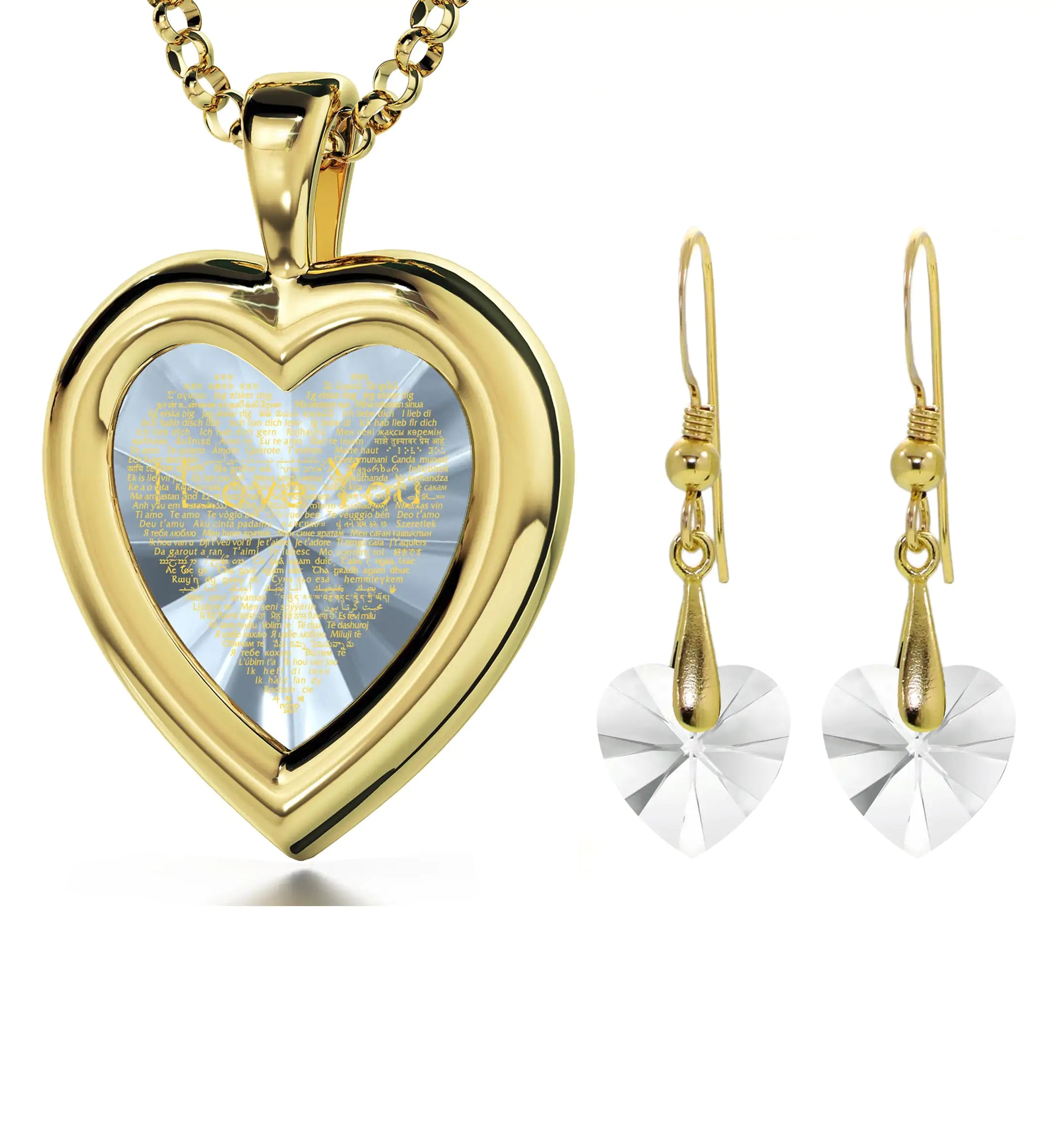 Multilingual Love Heart Jewelry Set
