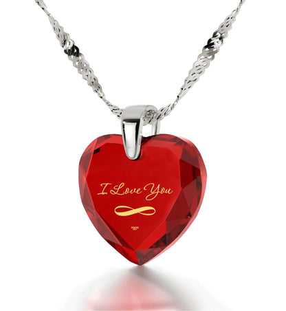Eternal Love Gold-Inscribed Heart Pendant Necklace