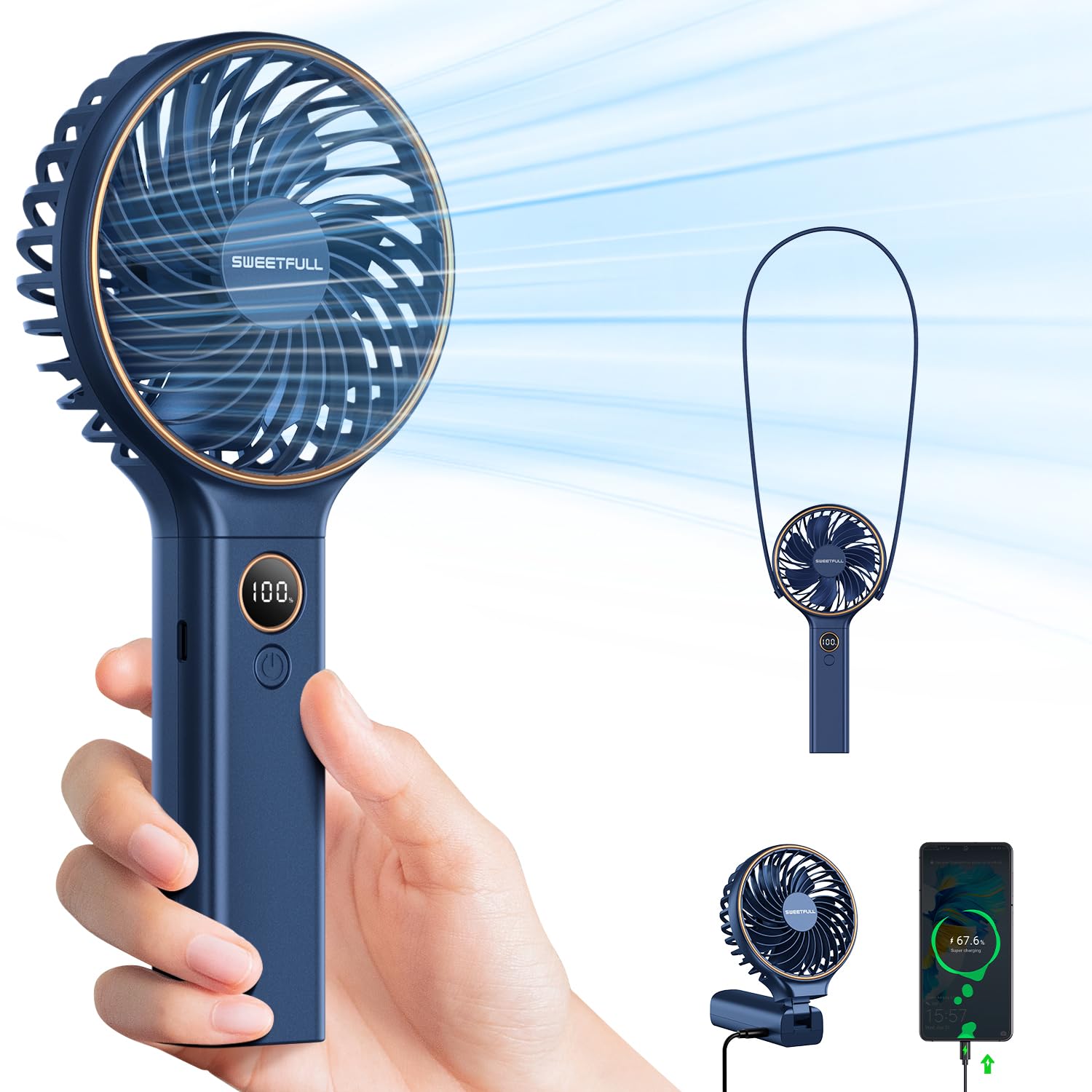 BreezeBliss 5000mAh Quiet Portable Fan ChicCharm