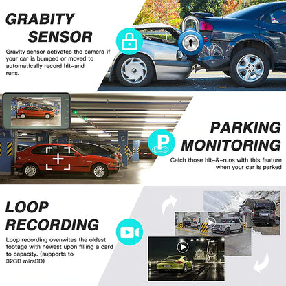 Full HD 1080P Dual Lens Car Dash Cam with 4" Screen and Night Vision