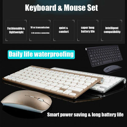 Compact Wireless Keyboard &amp; Mouse Set for Mac/PC