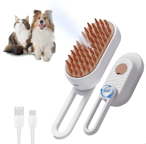 3-in-1 Pet Spa Brush with Folding Handle