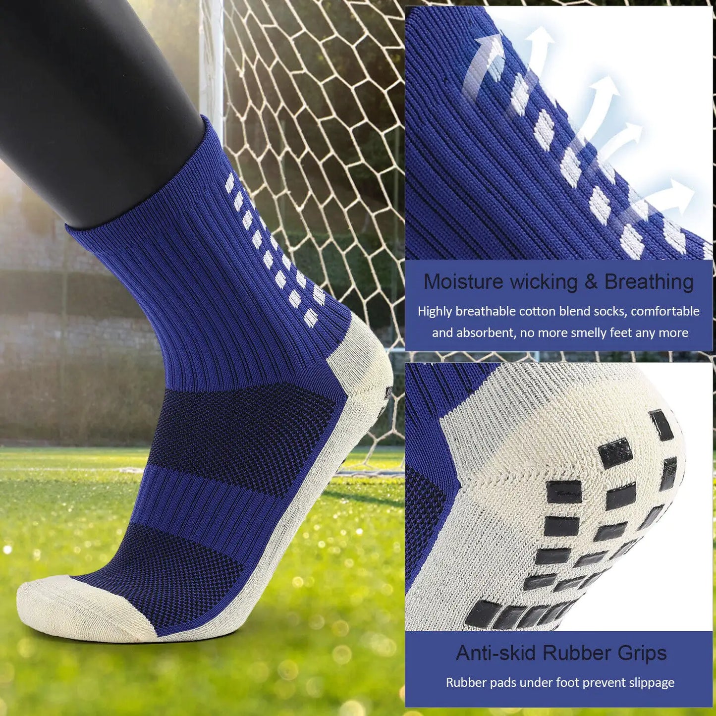 3-Pack Premium Sports Grip Socks for Soccer, Basketball & Football