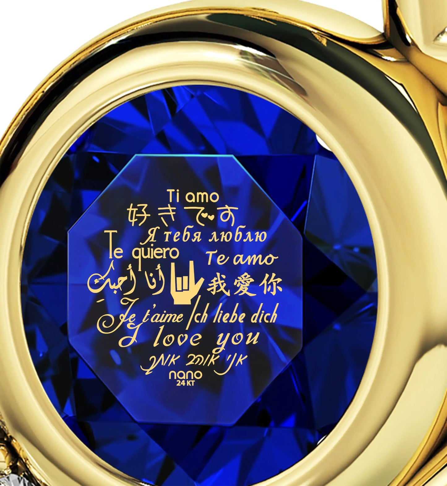 Multilingual Love Heart Pendant Necklace