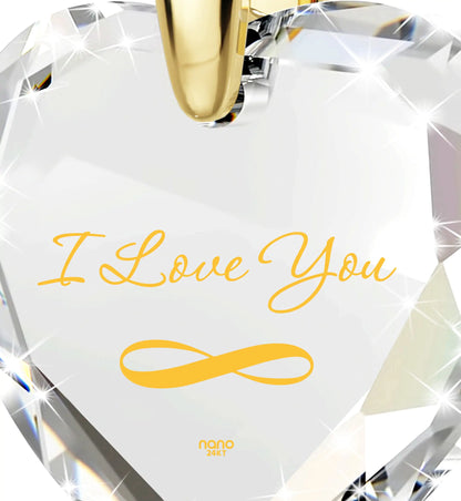24k Gold Infinity Heart Love Pendant Necklace