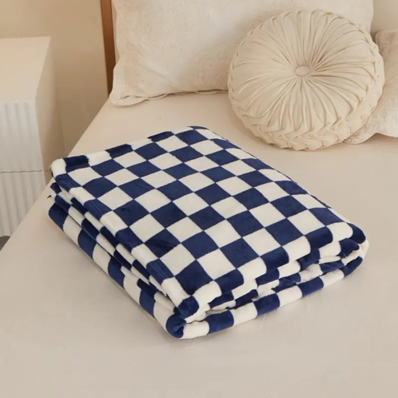Cozy Blue Plaid Flannel Throw