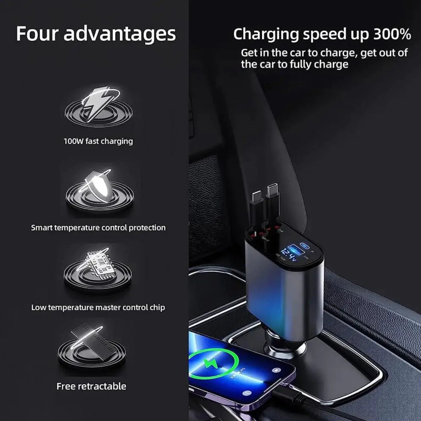 SpeedCharge 120W 4-in-1 Car Charger