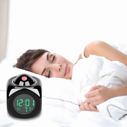 Voice-Controlled LED Projection Alarm Clock