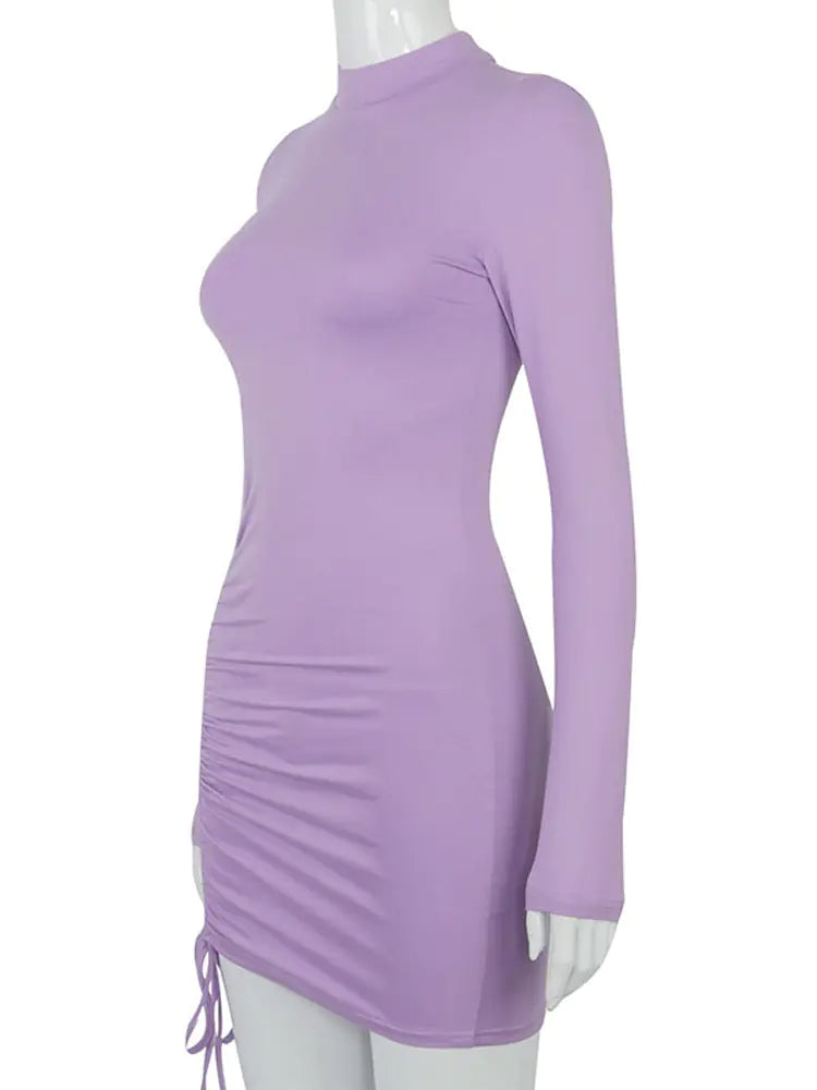 Chic Black Ruched Mini Dress for Women
