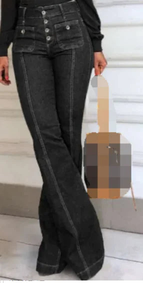 Women's Patchwork Jeans Slim Fit Slimming Stretch Flared Pants