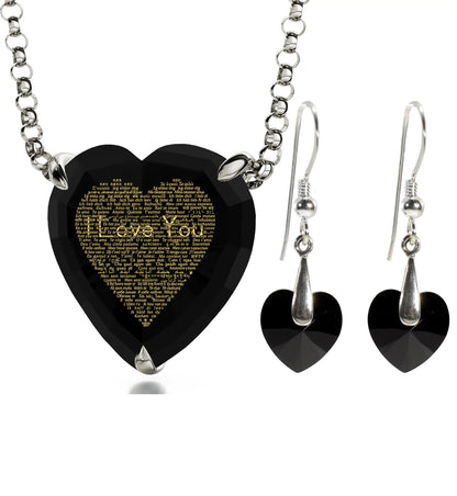 Heartfelt Silver 925 Love Pendant &amp; Earrings Set