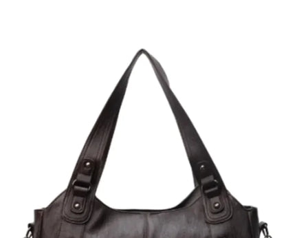 European &amp; American Retro Solid Color PU Leather Handbag - Classic Tote Bag