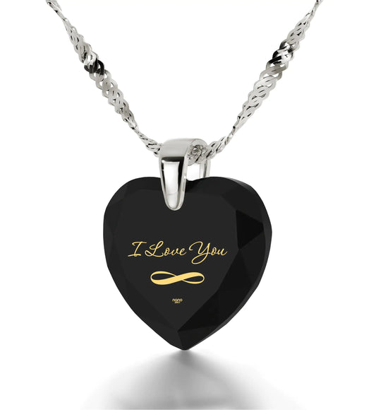 Eternal Love Gold-Inscribed Heart Pendant Necklace