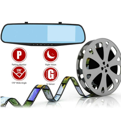 HD 1080P Car DVR Dual Dash Cam Mirror