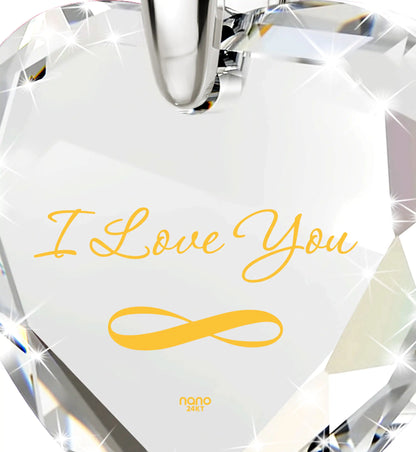 Eternal Love Gold-Inscribed Heart Pendant Necklace