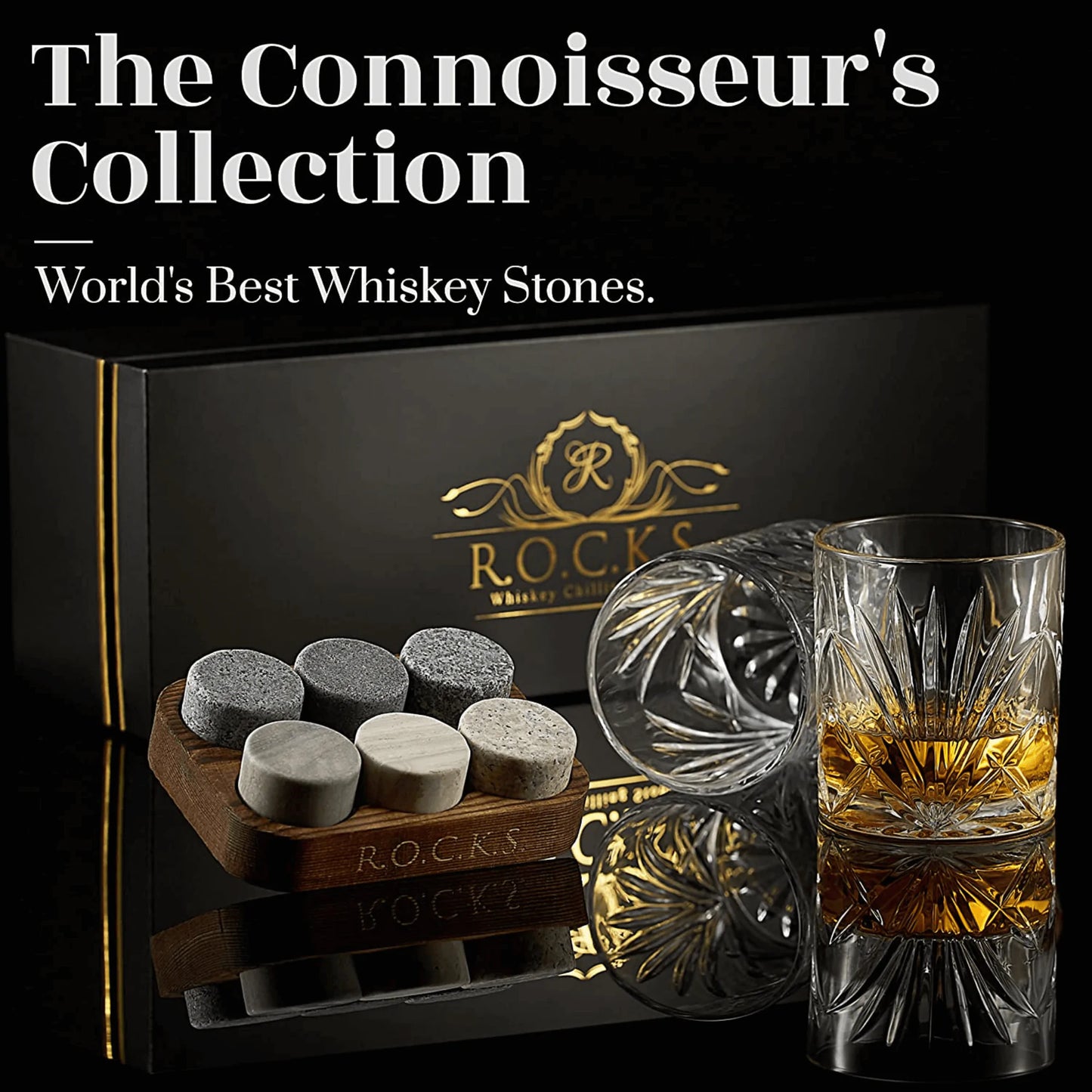 Whiskey Master's Set - Stones & Palm Glass