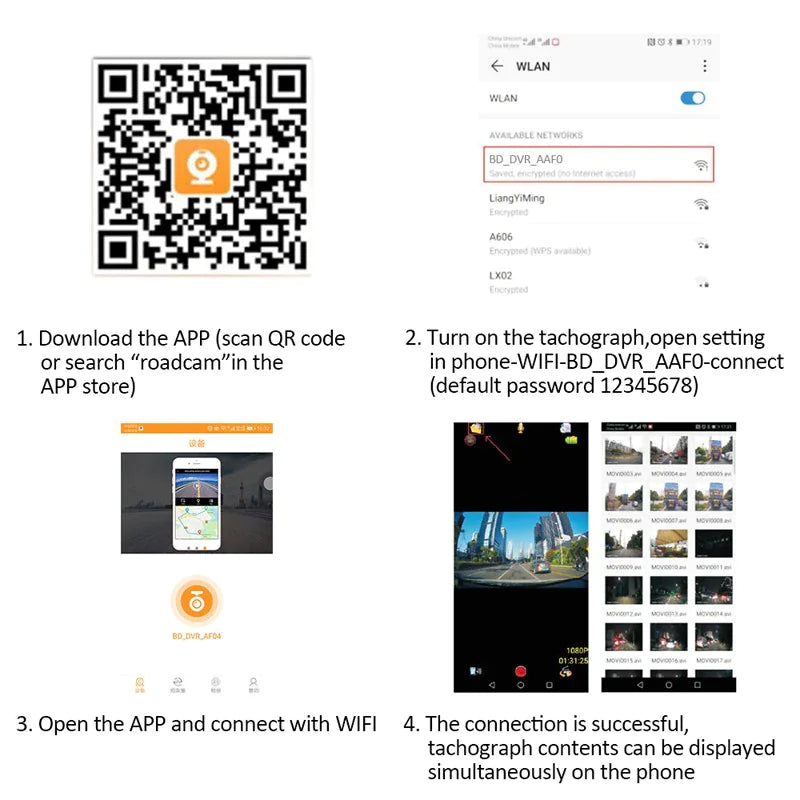 170° HD WiFi Dash Cam Car DVR Recorder with G-Sensor