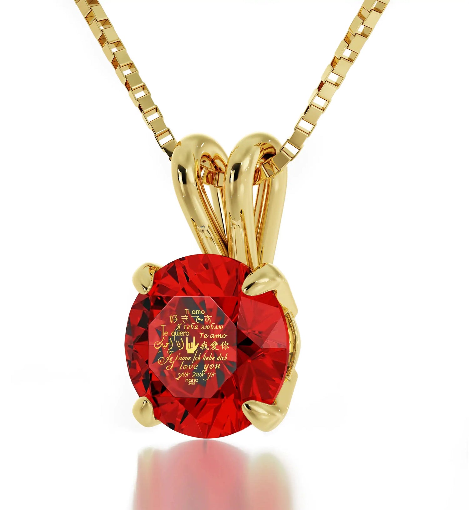 Golden Embrace Multilingual Love Pendant