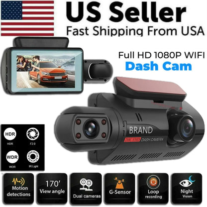 Dual Lens 1080P Car DVR &amp; Dash Cam Recorder