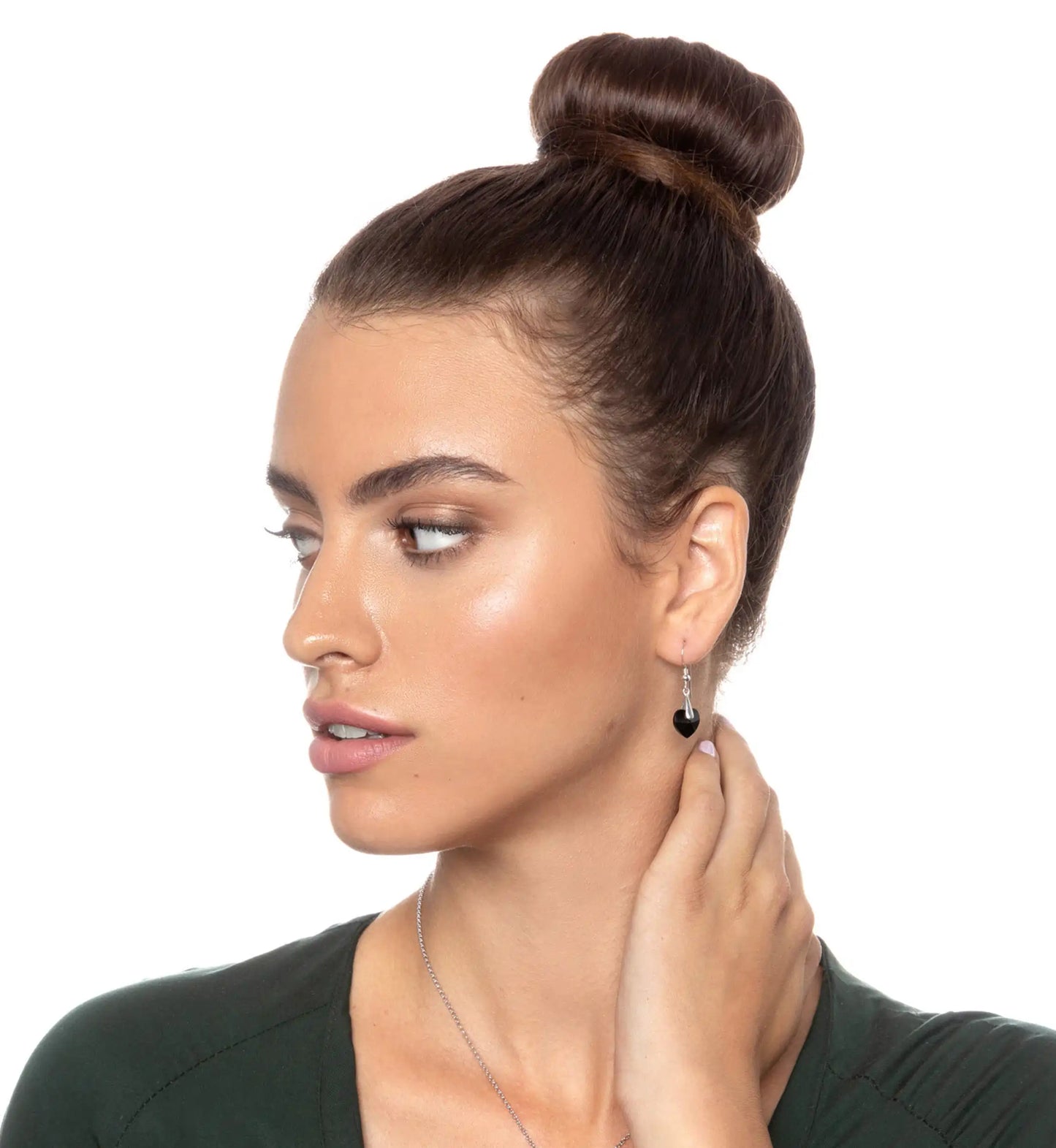 Multilingual Love Necklace and Crystal Heart Earrings Set