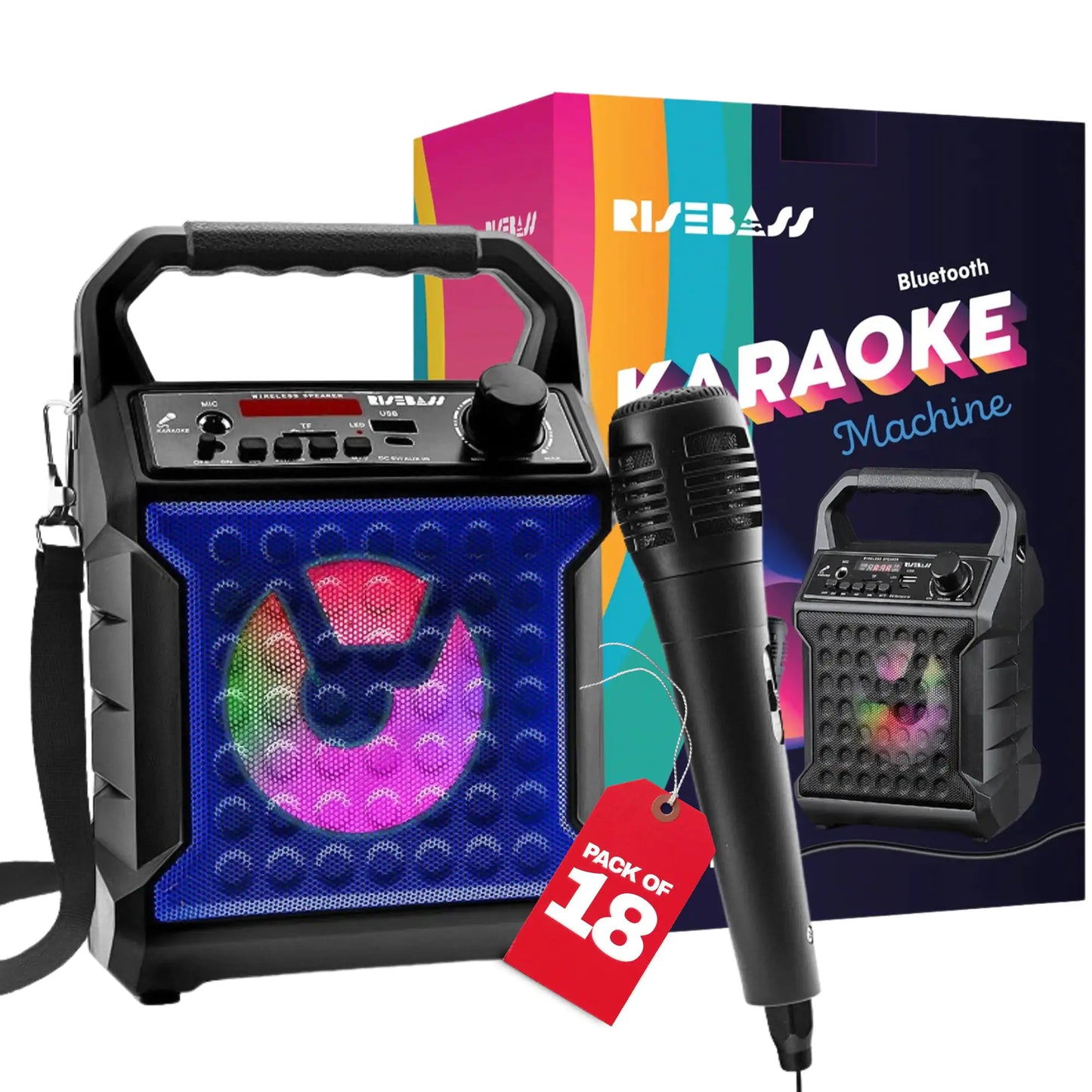 Risebass Mobile Karaoke System with Party Lights