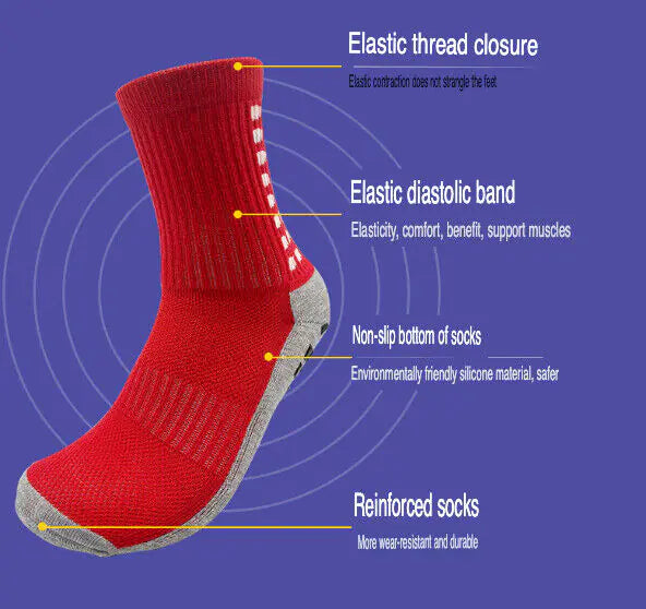 3-Pack Premium Sports Grip Socks for Soccer, Basketball & Football