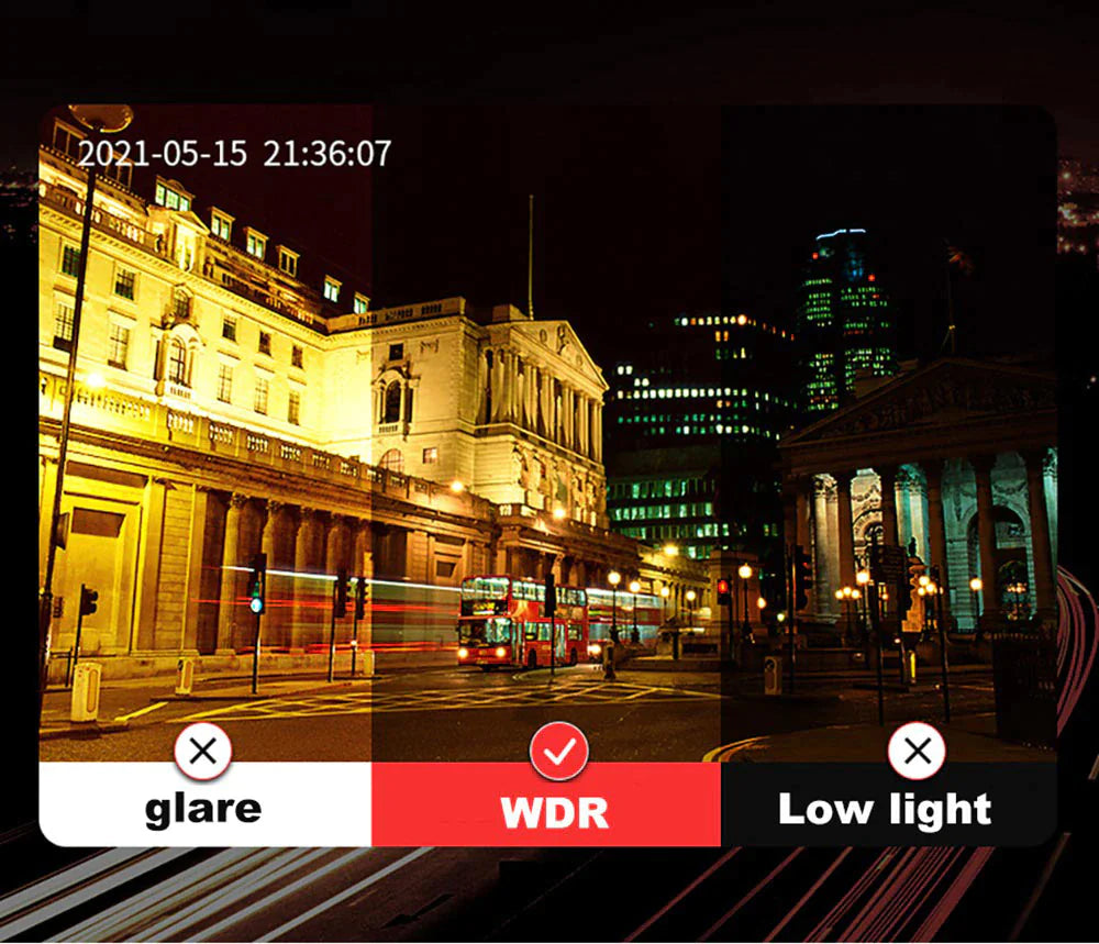 HD Triple View Dash Cam with G-Sensor