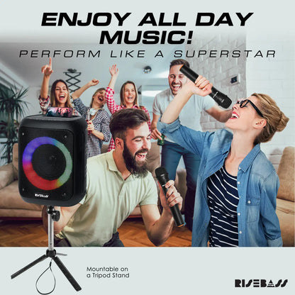 Risebass Mobile Karaoke Pro with Dual Mics &amp; Bluetooth