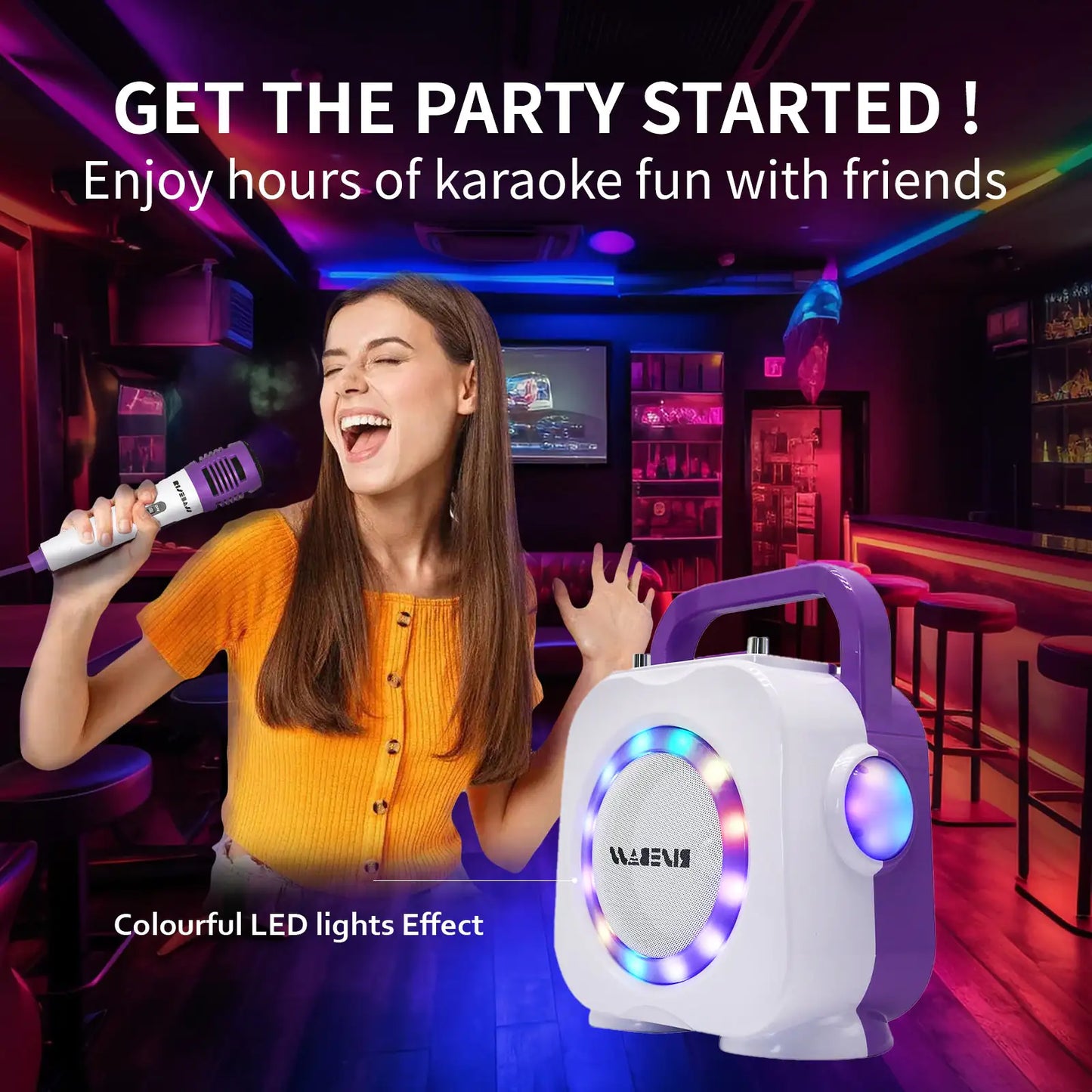 Kids Party Karaoke Machine - Bluetooth with Dual Mics
