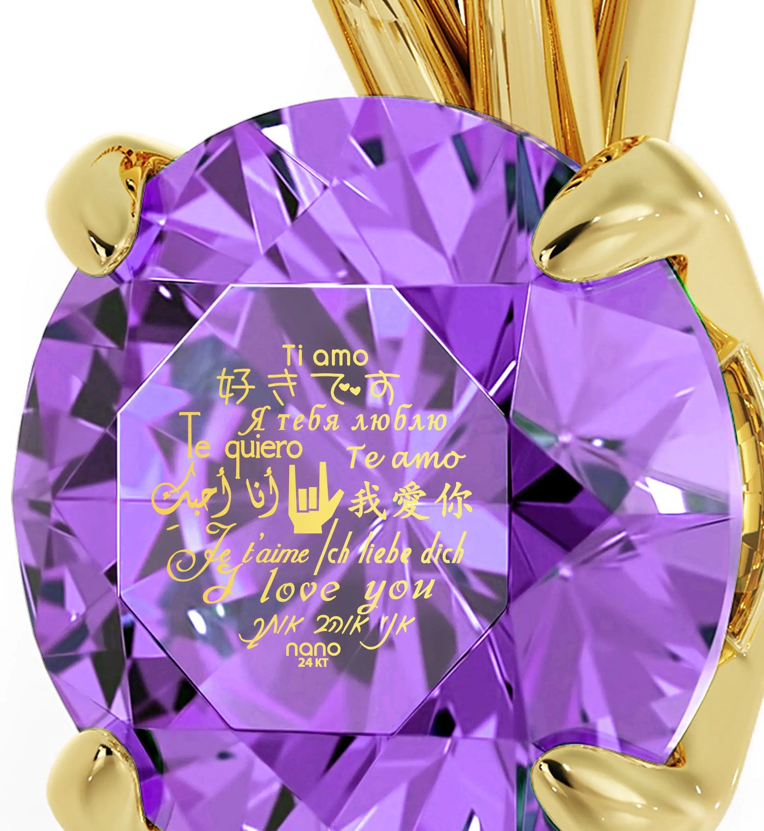 Golden Embrace Multilingual Love Pendant