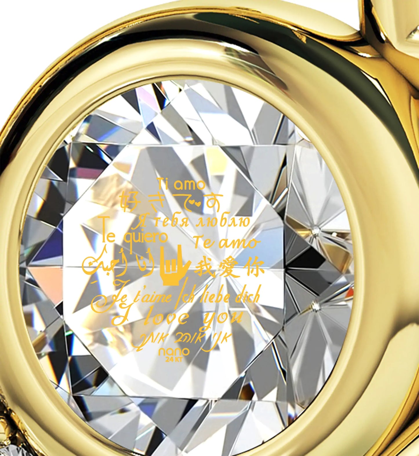 Multilingual Love Heart Pendant Necklace