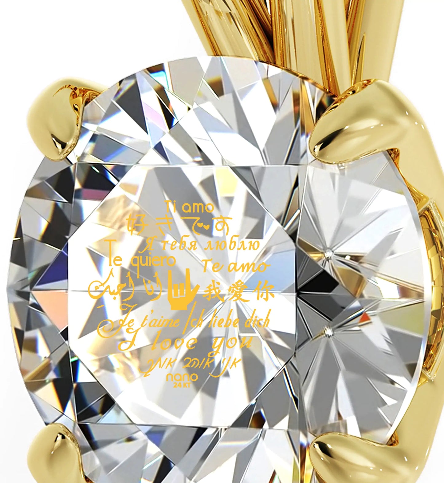 24k Gold Multi-Lingual Love Pendant Necklace