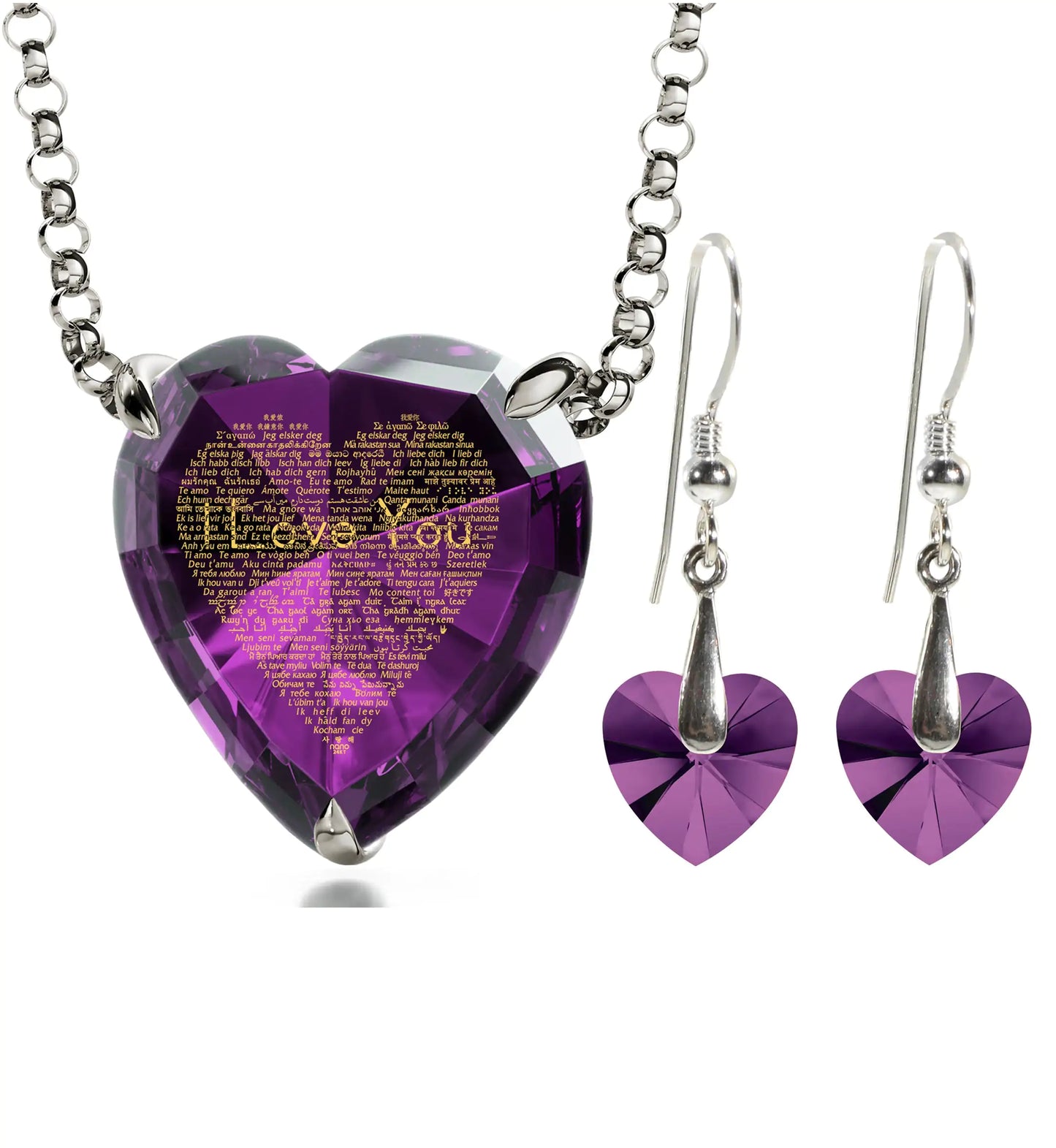 Heartfelt Silver 925 Love Pendant & Earrings Set